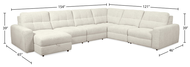 Scott Living Elevate Modular 6-Piece Left-Facing Chenille Fabric Sectional with Power Reclining - Beige