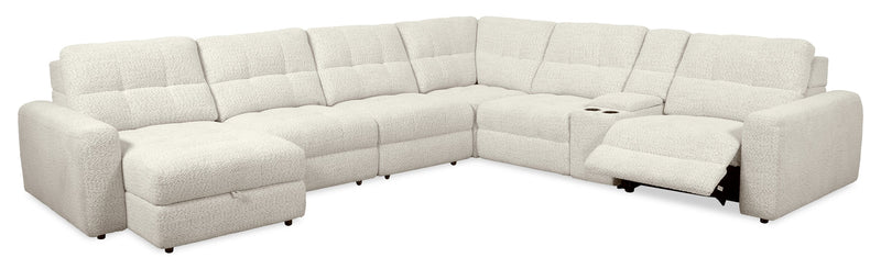 Scott Living Elevate Modular 7-Piece Left-Facing Chenille Fabric Sectional with Power Reclining - Beige