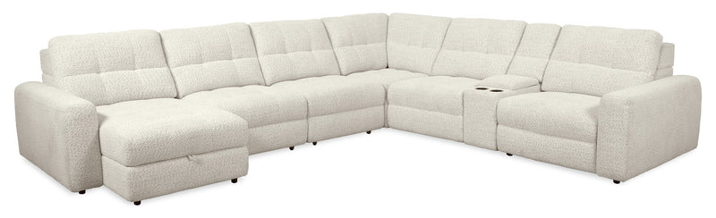 Scott Living Elevate Modular 7-Piece Left-Facing Chenille Fabric Sectional with Power Reclining - Beige