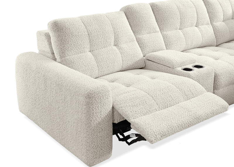 Scott Living Elevate Modular 7-Piece Left-Facing Chenille Fabric Sectional with Power Reclining - Beige