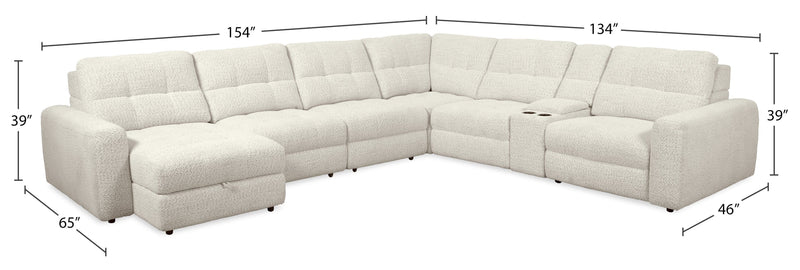 Scott Living Elevate Modular 7-Piece Left-Facing Chenille Fabric Sectional with Power Reclining - Beige