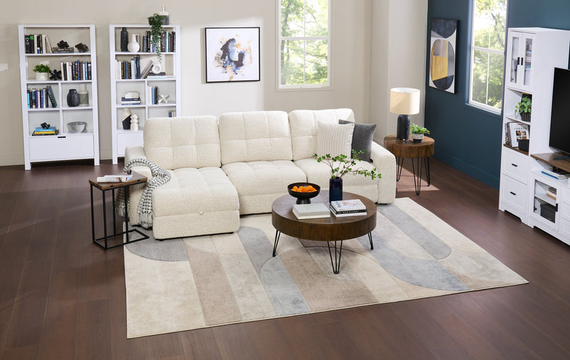 Scott Living Elevate Modular 115\" Chenille Fabric Left-Facing 3-Piece Sectional with Chaise – Beige