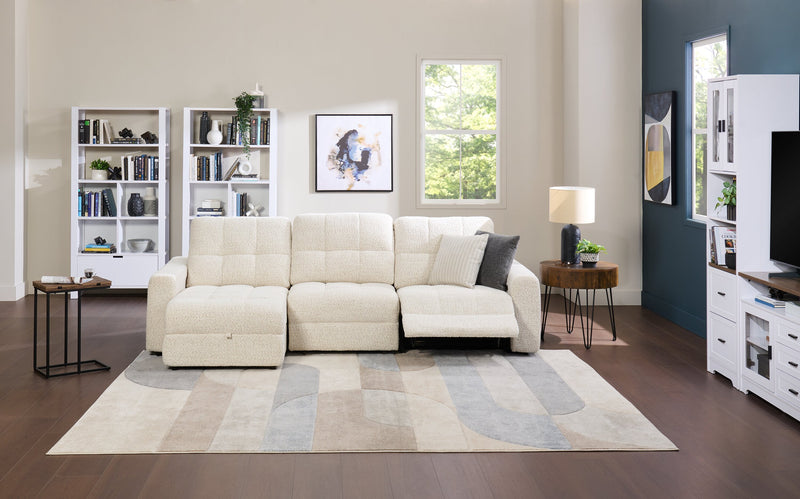 Scott Living Elevate Modular 115\" Chenille Fabric Left-Facing 3-Piece Sectional with Chaise – Beige
