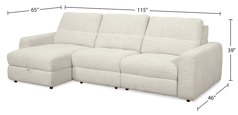 Scott Living Elevate Modular 115\" Chenille Fabric Left-Facing 3-Piece Sectional with Chaise – Beige