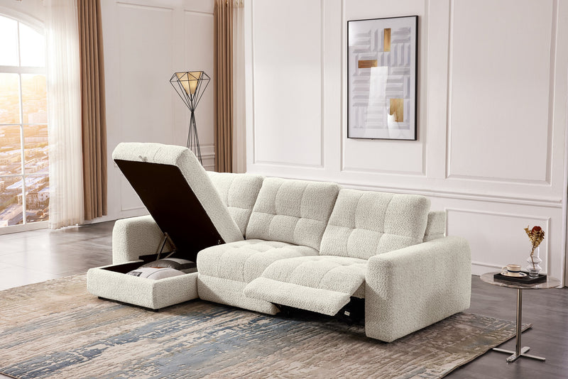 Scott Living Elevate Modular 115\" Chenille Fabric Left-Facing 3-Piece Sectional with Chaise – Beige