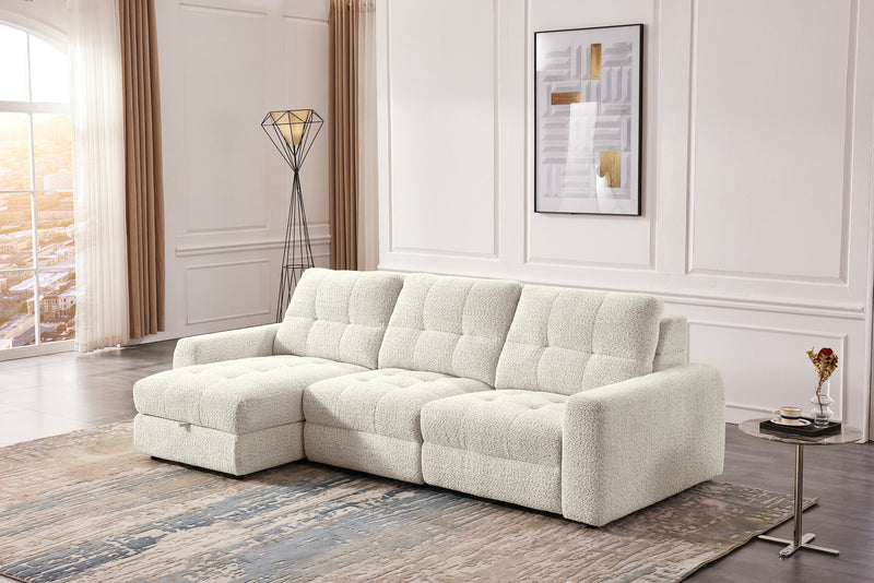 Scott Living Elevate Modular 115\" Chenille Fabric Left-Facing 3-Piece Sectional with Chaise – Beige