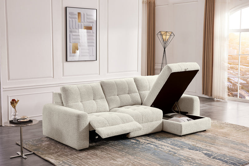 Scott Living Elevate Modular 115\" Chenille Fabric Right-Facing 3-Piece Sectional with Chaise - Beige