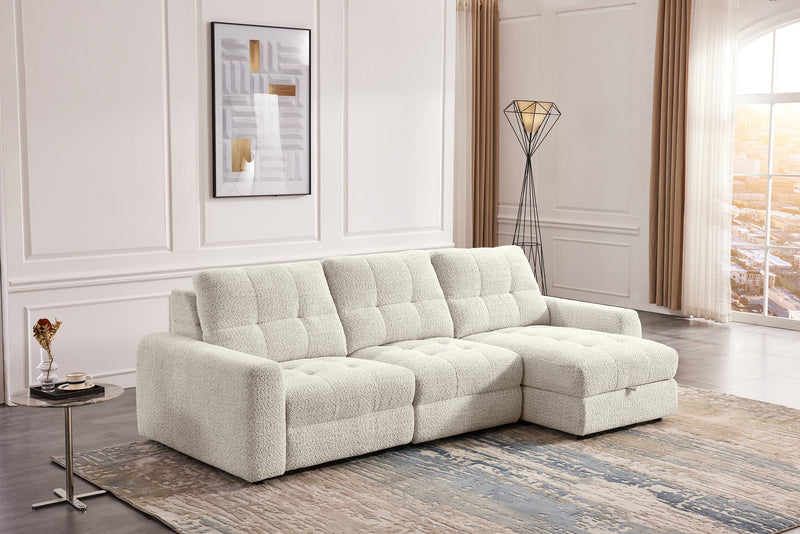 Scott Living Elevate Modular 115\" Chenille Fabric Right-Facing 3-Piece Sectional with Chaise - Beige