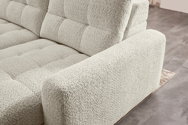 Scott Living Elevate Modular 4-Piece Beige Chenille Fabric Sectional with Power Sliding Chairs
