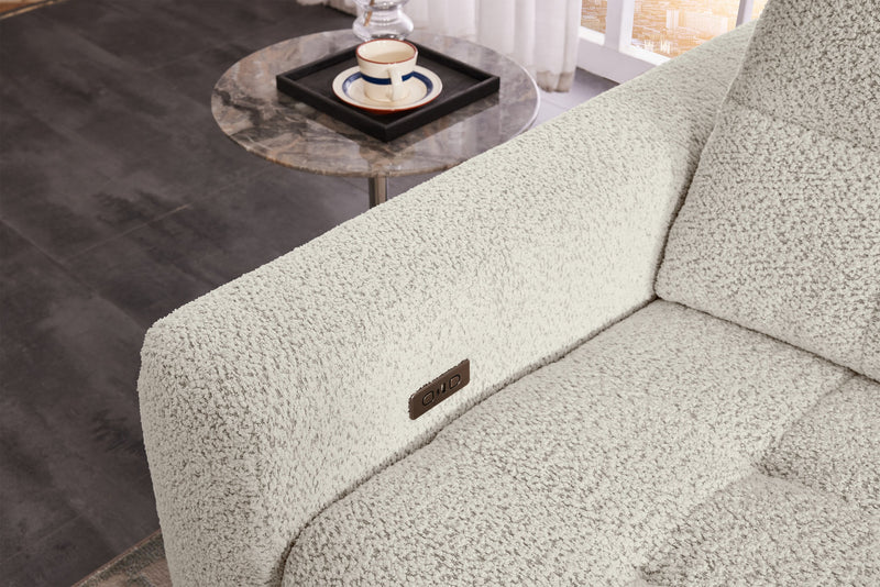Scott Living Elevate Modular 4-Piece Beige Chenille Fabric Sectional with Power Sliding Chairs
