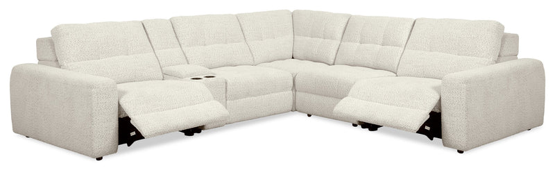 Scott Living Elevate Modular 6-Piece L-Shaped Chenille Fabric Power Reclining Sectional with Storage Console - Beige 