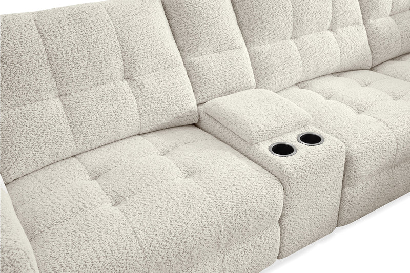 Scott Living Elevate Modular 6-Piece L-Shaped Chenille Fabric Power Reclining Sectional with Storage Console - Beige 