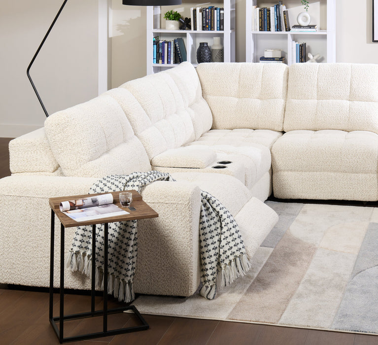 Scott Living Elevate Modular 6-Piece L-Shaped Chenille Fabric Power Reclining Sectional with Storage Console - Beige 