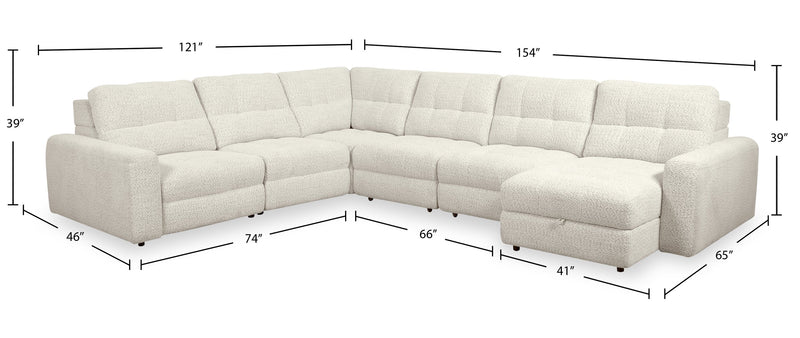 Scott Living Elevate Modular 6-Piece Right-Facing Chenille Fabric Sectional with Power Reclining - Beige 