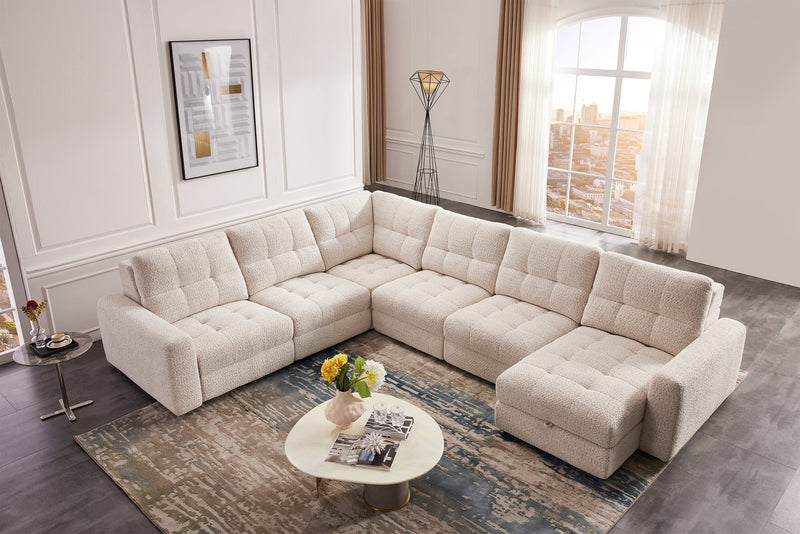 Scott Living Elevate Modular 6-Piece Right-Facing Chenille Fabric Sectional with Power Reclining - Beige 