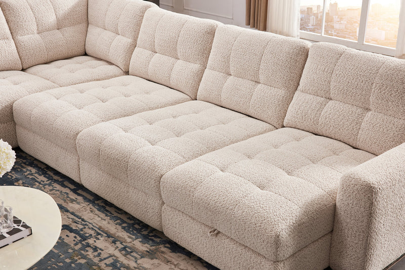 Scott Living Elevate Modular 6-Piece Right-Facing Chenille Fabric Sectional with Power Reclining - Beige 