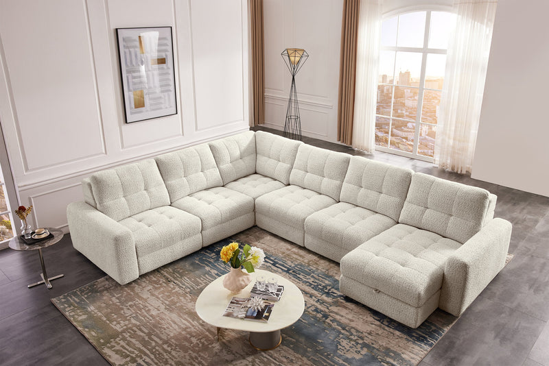 Scott Living Elevate Modular 6-Piece Right-Facing Chenille Fabric Sectional with Power Reclining - Beige 