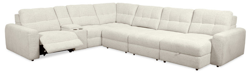 Scott Living Elevate Modular 7-Piece Right-Facing Beige Chenille Fabric Sectional with Power Reclining