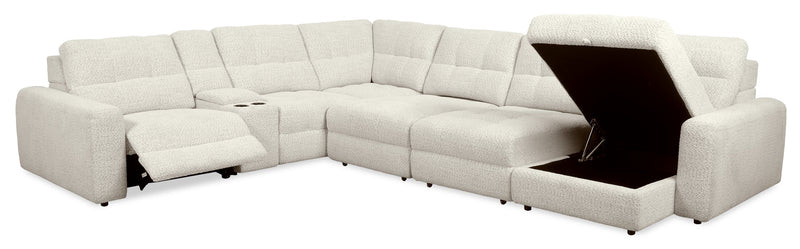 Scott Living Elevate Modular 7-Piece Right-Facing Beige Chenille Fabric Sectional with Power Reclining