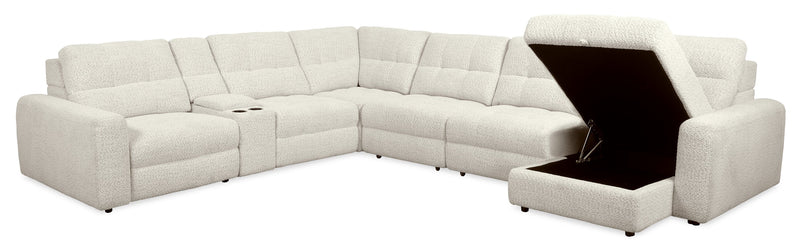Scott Living Elevate Modular 7-Piece Right-Facing Beige Chenille Fabric Sectional with Power Reclining