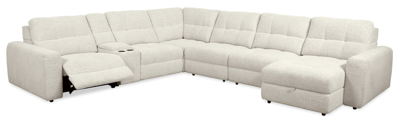 Scott Living Elevate Modular 7-Piece Right-Facing Beige Chenille Fabric Sectional with Power Reclining