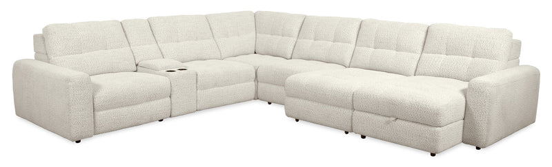 Scott Living Elevate Modular 7-Piece Right-Facing Beige Chenille Fabric Sectional with Power Reclining