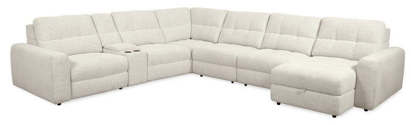 Scott Living Elevate Modular 7-Piece Right-Facing Beige Chenille Fabric Sectional with Power Reclining