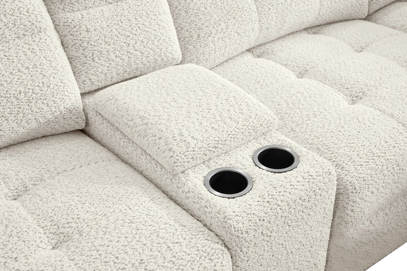 Scott Living Elevate Modular 7-Piece Right-Facing Beige Chenille Fabric Sectional with Power Reclining