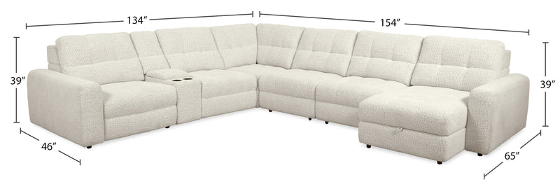 Scott Living Elevate Modular 7-Piece Right-Facing Beige Chenille Fabric Sectional with Power Reclining