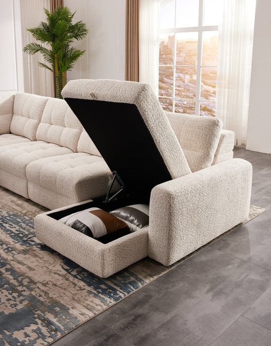 Scott Living Elevate Modular 7-Piece Right-Facing Beige Chenille Fabric Sectional with Power Reclining