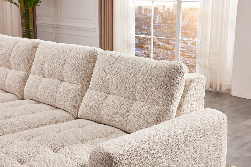 Scott Living Elevate Modular 7-Piece Right-Facing Beige Chenille Fabric Sectional with Power Reclining