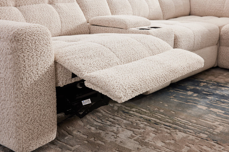 Scott Living Elevate Modular 7-Piece Right-Facing Beige Chenille Fabric Sectional with Power Reclining