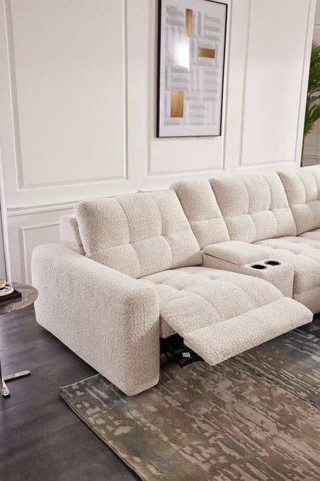 Scott Living Elevate Modular 7-Piece Right-Facing Beige Chenille Fabric Sectional with Power Reclining
