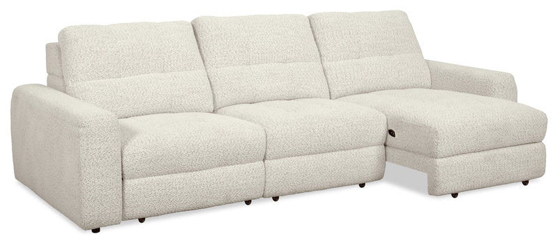 Scott Living Elevate Modular 115\" Chenille Fabric Sofa with Power Sliding - Beige 