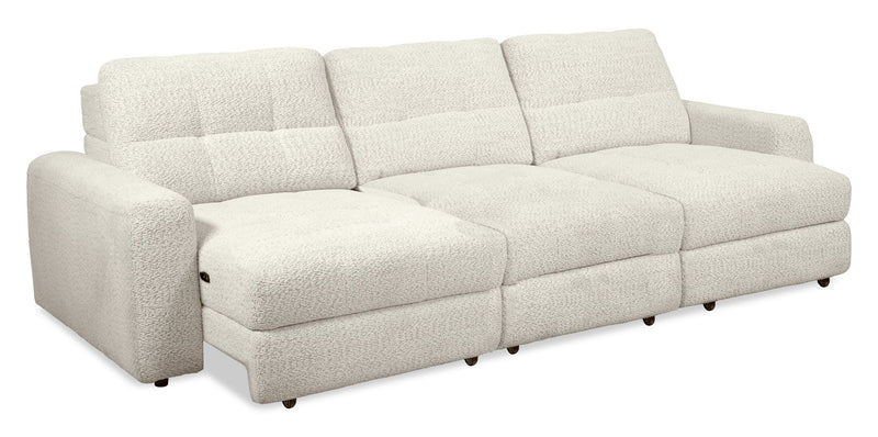 Scott Living Elevate Modular 115\" Chenille Fabric Sofa with Power Sliding - Beige 