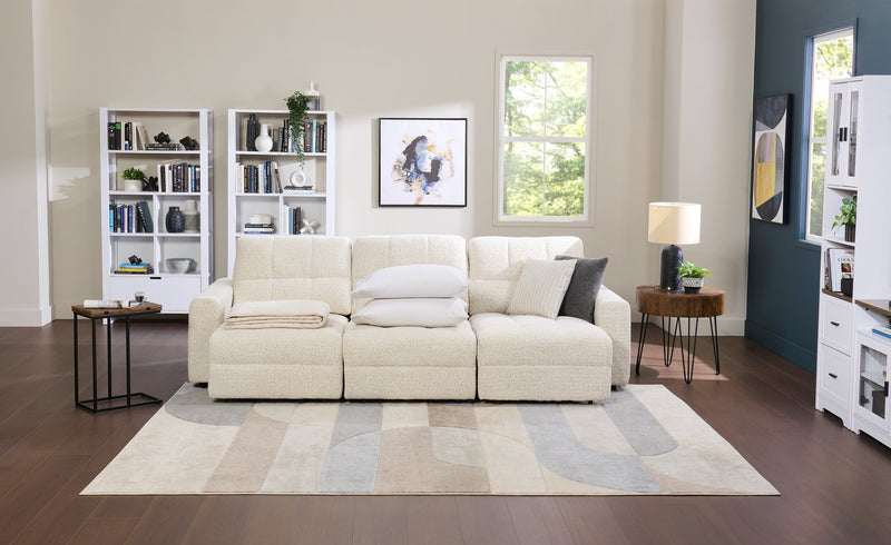 Scott Living Elevate Modular 115\" Chenille Fabric Sofa with Power Sliding - Beige 