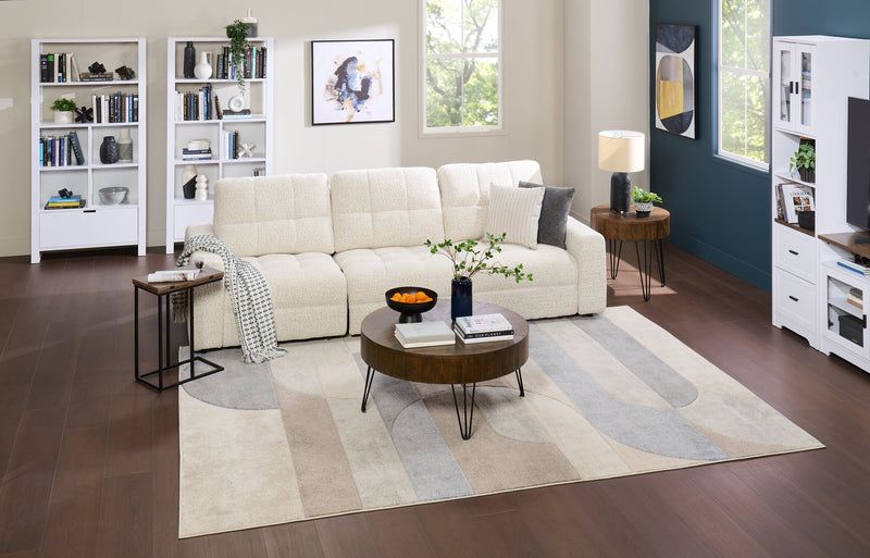 Scott Living Elevate Modular 115\" Chenille Fabric Sofa with Power Sliding - Beige 