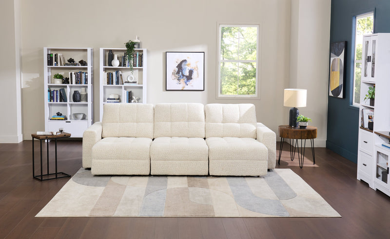 Scott Living Elevate Modular 115\" Chenille Fabric Sofa with Power Sliding - Beige 
