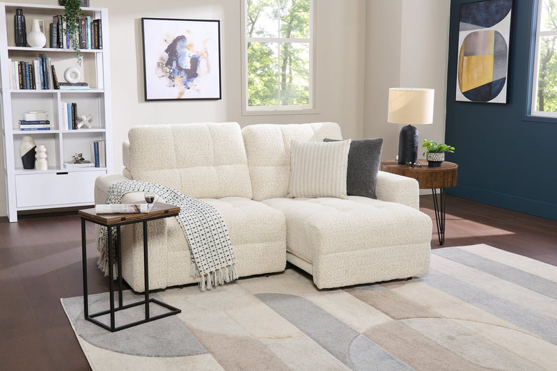 Scott Living Elevate Modular 82\" Chenille Fabric Loveseat with Power Sliding - Beige 