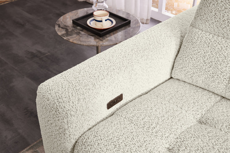 Scott Living Elevate Modular 82\" Chenille Fabric Loveseat with Power Sliding - Beige 