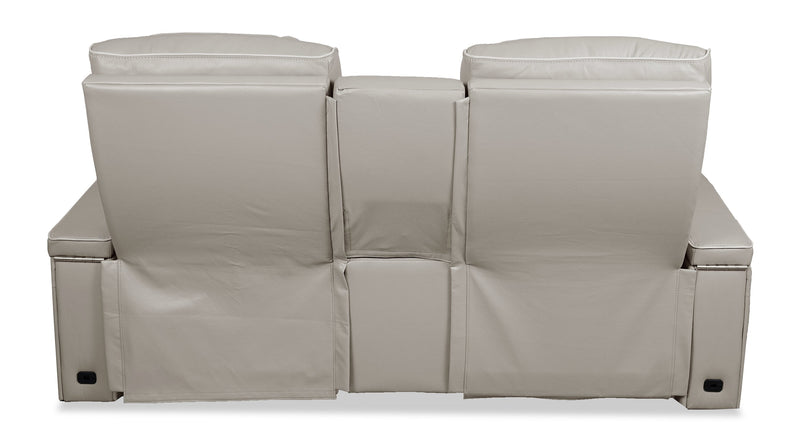 Elite 74\" Genuine Leather Massage Power Reclining Loveseat with Immersive Audio and Power Headrests - Putty 