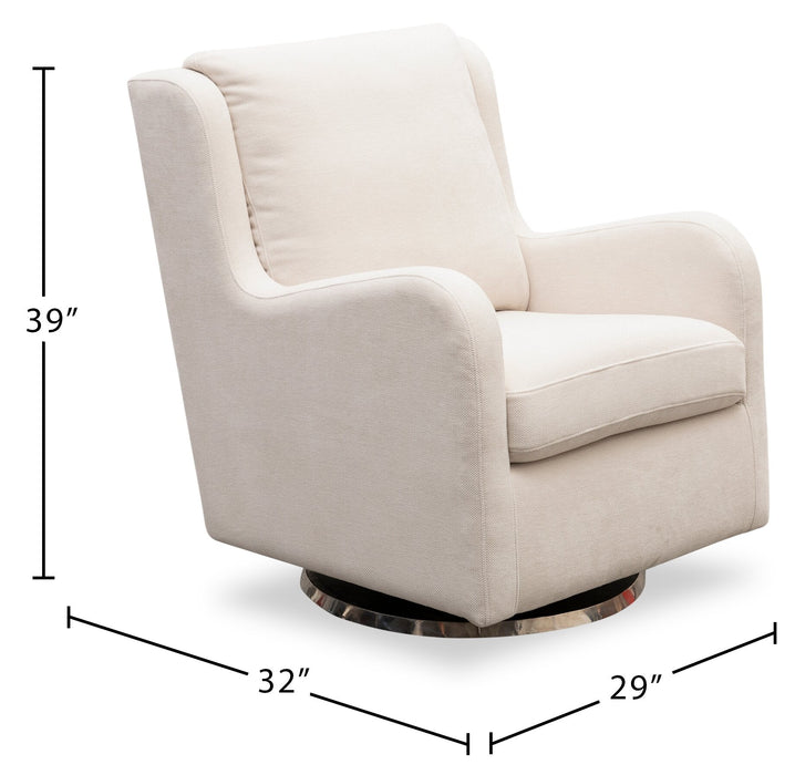 Ellie 29\" Beige Linen-Look Fabric Swivel Glider Accent Chair with Wingback and Recessed Arms 