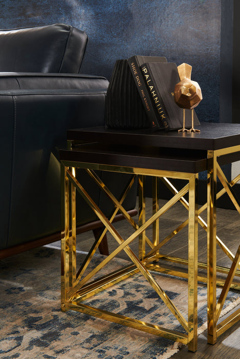 Emery Nesting Tables - Cappuccino and Gold