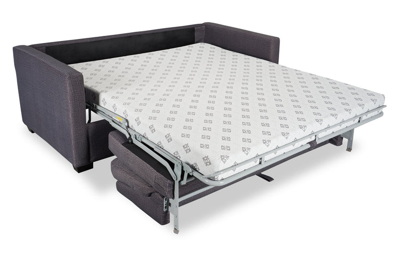 Dynasty Everlee 76.5\" Grey Microsuede Queen-Size Sofa Bed with Memory Foam and Two Accent Pillows