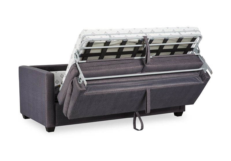 Dynasty Everlee 76.5\" Grey Microsuede Queen-Size Sofa Bed with Memory Foam and Two Accent Pillows