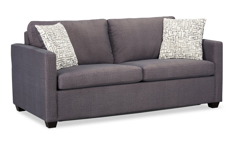 Dynasty Everlee 76.5\" Grey Microsuede Queen-Size Sofa Bed with Memory Foam and Two Accent Pillows