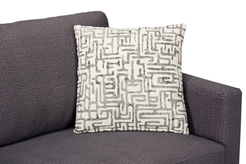Dynasty Everlee 76.5\" Grey Microsuede Queen-Size Sofa Bed with Memory Foam and Two Accent Pillows