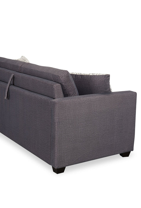 Dynasty Everlee 76.5\" Grey Microsuede Queen-Size Sofa Bed with Memory Foam and Two Accent Pillows