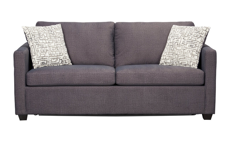Dynasty Everlee 76.5\" Grey Microsuede Queen-Size Sofa Bed with Memory Foam and Two Accent Pillows