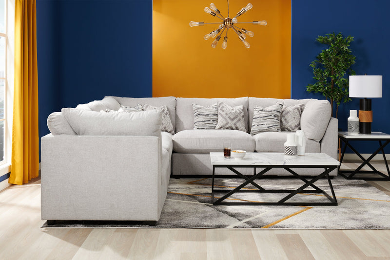 Scott Living Evolve Modular 5-Piece Linen-Look Fabric Sectional with Feather Down Cushions - Grey 